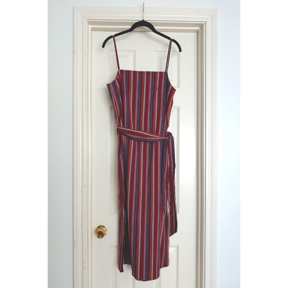 NWT Cupcakes & Cashmere / Striped Square Neck Tank Dress / Fire Opal / size S